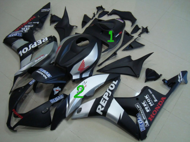 Discount ONLY Rear And Top Left Fairings--2007-2008 Matte Black Silver Repsol Honda CBR600RR Motorcycle Fairings Canada