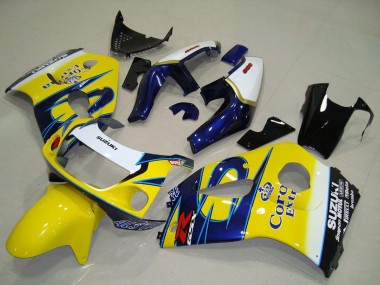 Discount 1996-2000 White Yellow Blue Corona Suzuki GSXR 600 Motorcycle Fairings Canada