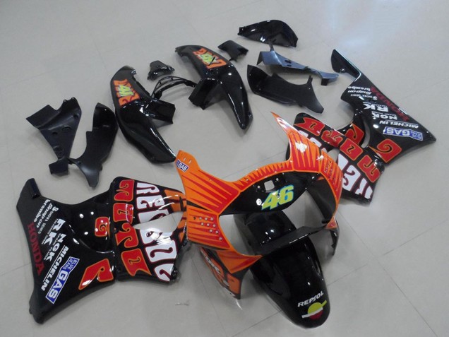 Discount 1998-1999 Glossy Black Orange Rossi Honda CBR900RR 919 Motorcycle Fairings Canada