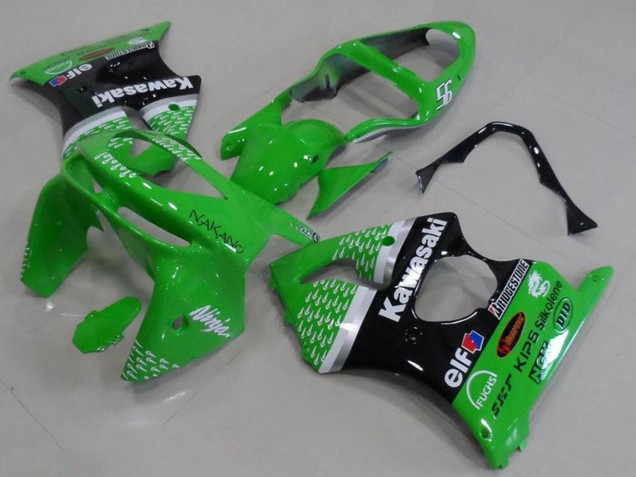 Discount 1998-1999 Green White Silver Glossy Black Kawasaki ZX6R Motorcycle Fairings Canada