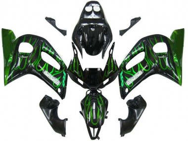 Discount 1998-2002 Glossy Black Green Flame Yamaha YZF 600 R6 Motorcycle Fairings Canada