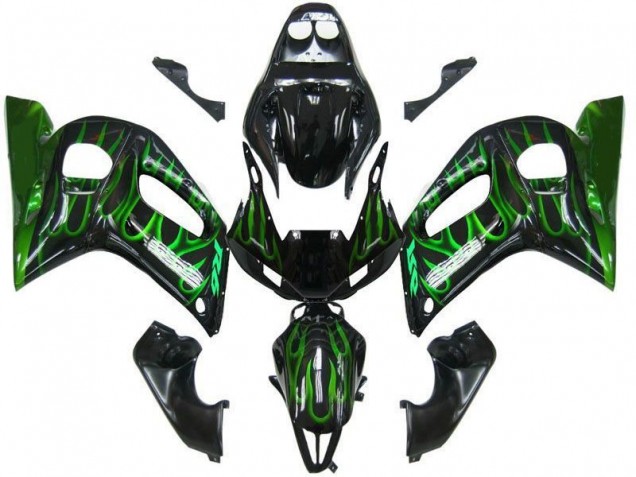 Discount 1998-2002 Glossy Black Green Flame Yamaha YZF 600 R6 Motorcycle Fairings Canada