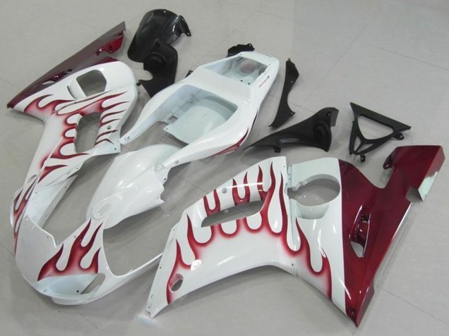 Discount 1998-2002 White Red Flame Yamaha YZF R6 Motorcycle Fairings Canada
