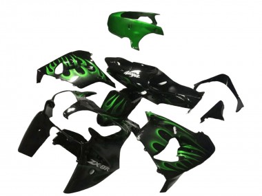 Discount 2000-2001 Glossy Black Green Flame Kawasaki ZX9R Motorcycle Fairings Canada