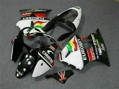 Discount 2000-2002 White Red Yellow Green Glossy Black Star EuroBet Kawasaki ZX6R Motorcycle Fairings Canada