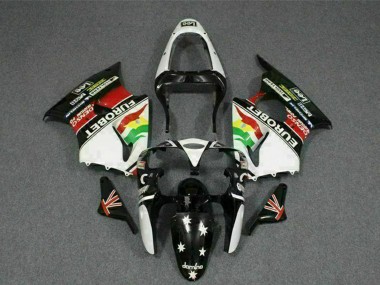 Discount 2000-2002 White Red Yellow Green Glossy Black Star EuroBet Kawasaki ZX6R Motorcycle Fairings Canada
