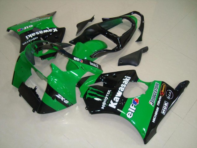 Discount 2000-2002 Green Glossy Black Monster Kawasaki ZX6R Motorcycle Fairings Canada
