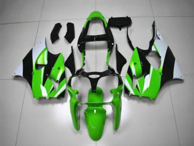 Discount 2000-2002 Green White Black Kawasaki ZX6R Motorcycle Fairing Kits Canada