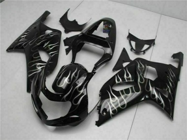 Discount 2001-2003 Glossy Black Silver Flame Suzuki GSXR 600/750 Motorcycle Fairings Canada