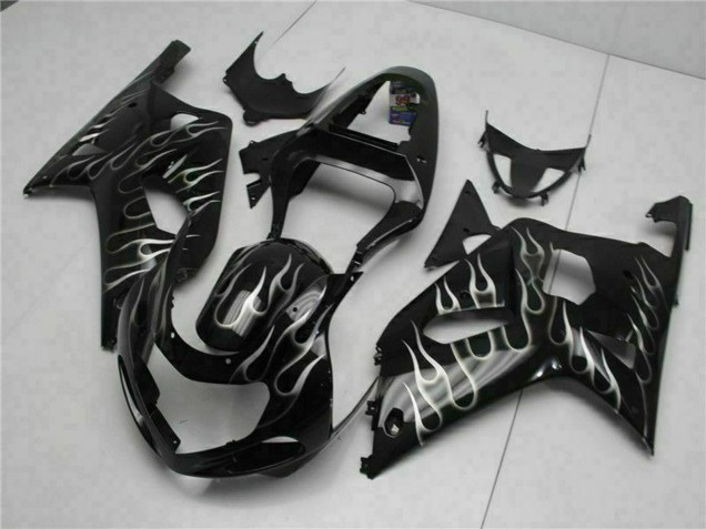 Discount 2001-2003 Glossy Black Silver Flame Suzuki GSXR 600/750 Motorcycle Fairings Canada