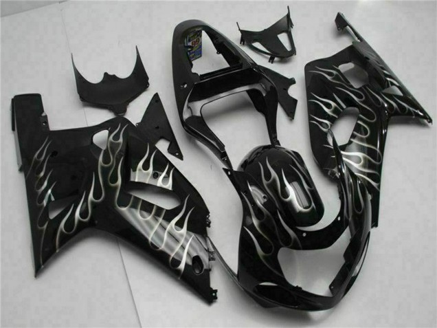 Discount 2001-2003 Glossy Black Silver Flame Suzuki GSXR 600/750 Motorcycle Fairings Canada