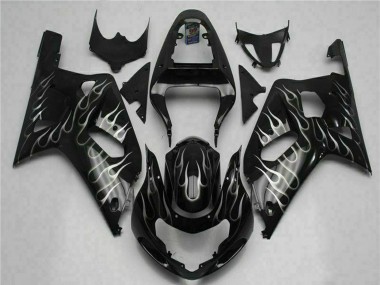 Discount 2001-2003 Glossy Black Silver Flame Suzuki GSXR 600/750 Motorcycle Fairings Canada