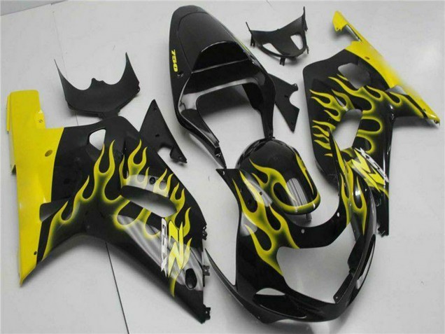 Discount 2001-2003 Glossy Black Yellow Flame Suzuki GSXR 600/750 Motorcycle Fairings Canada