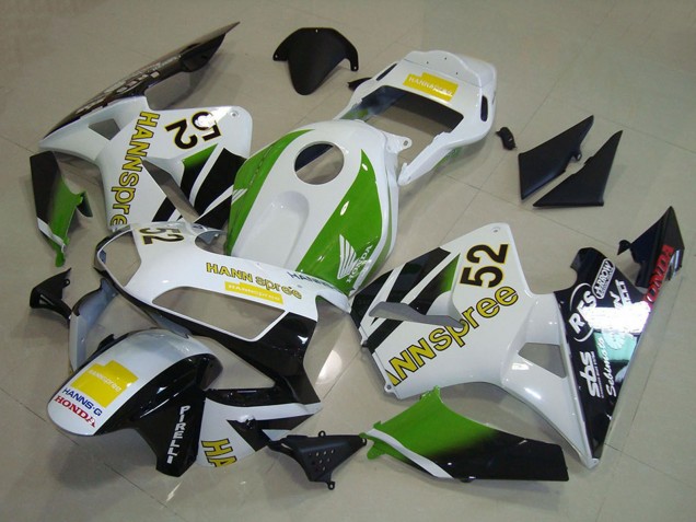 Discount 2003-2004 White Green Yellow Glossy Black Hannspree 52 Honda CBR600RR Motorcycle Fairings Canada