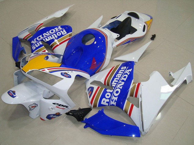 Discount 2003-2004 White Blue Yellow Rothmans Honda CBR600RR Motorcycle Fairings Canada