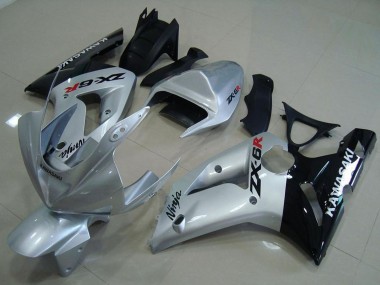 Discount 2003-2004 Silver Glossy Black Kawasaki ZX6R Motorcycle Fairings Canada