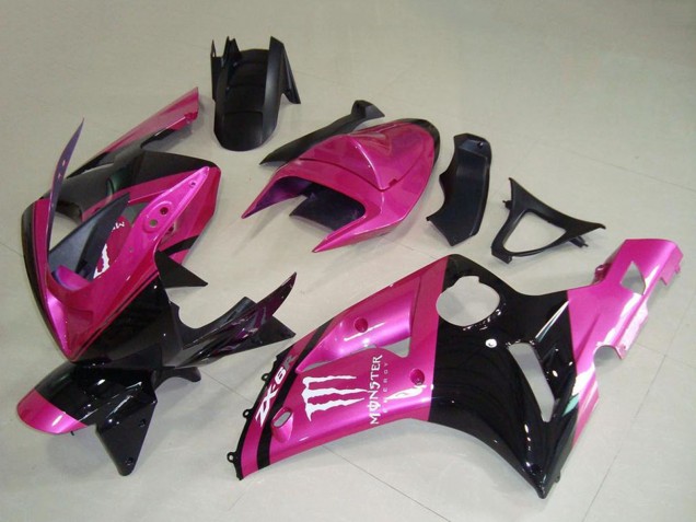 Discount 2003-2004 Pink Black White Monster Kawasaki ZX6R Motorcycle Fairings Canada