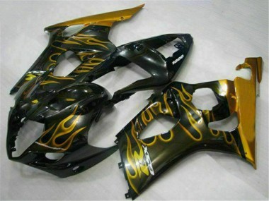 Discount 2003-2004 Glossy Black Gold Flame Suzuki GSXR 1000 Motorcycle Fairings Canada