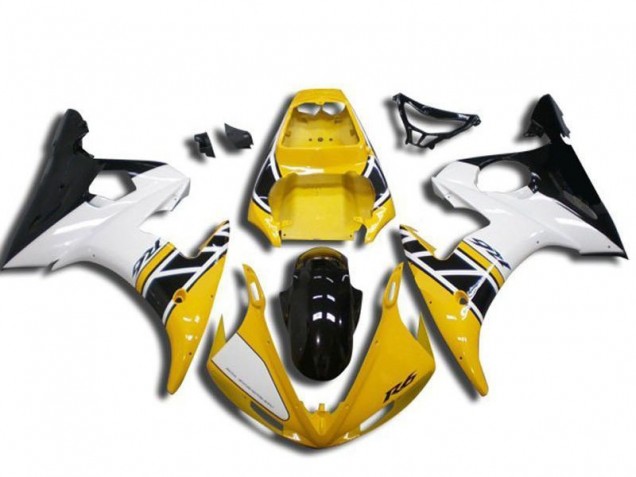 Discount 2003-2004 Yellow White Glossy Black Yamaha YZF R6 Motorcycle Fairing Canada