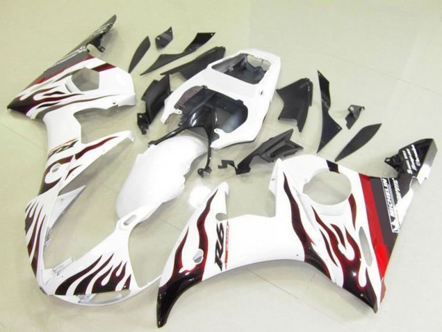 Discount 2003-2004 White Red Black Flame Michelin Yamaha YZF R6 Motorcycle Fairings Canada