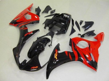 Discount 2003-2004 Glossy Black Red Flame Yamaha YZF R6 Motorcycle Fairings Canada