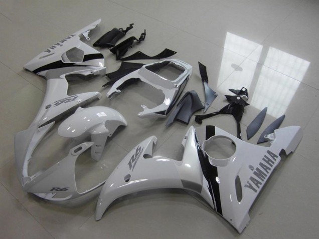 Discount 2003-2004 White Glossy Black Yamaha YZF R6 Motorcycle Fairing Kits Canada
