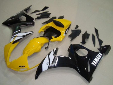 Discount 2003-2004 Yellow White Glossy Black Yamaha YZF R6 Motorcycle Fairings Canada