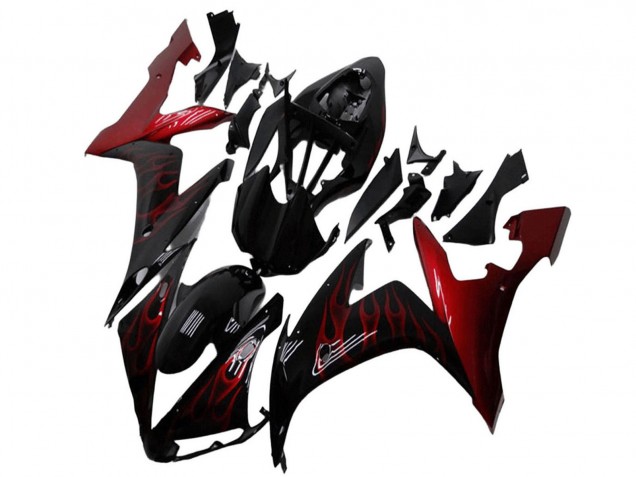 Discount 2004-2006 Glossy Black Red Flame Yamaha YZF R1 Motorcycle Fairings Canada