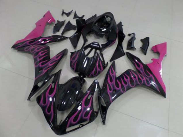 Discount 2004-2006 Glossy Black Pink Flame Yamaha YZF R1 Motorcycle Fairings Canada