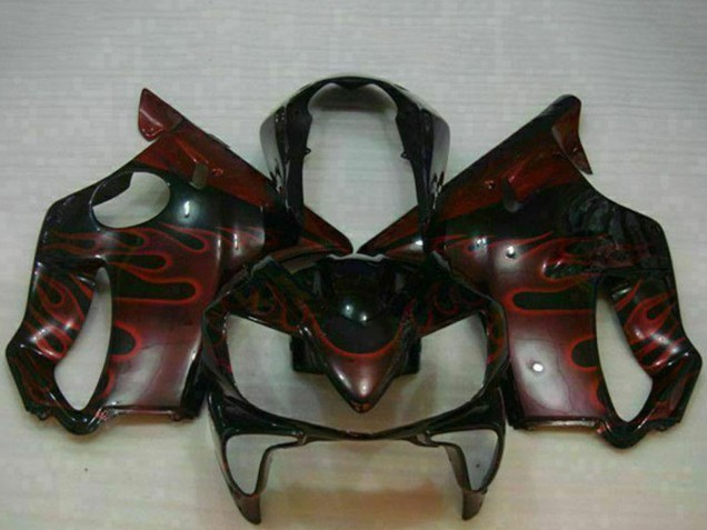Discount 2004-2007 Glossy Black Red Flame Honda CBR600 F4i Motorcycle Fairings Canada