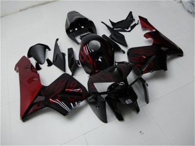 Discount 2005-2006 Glossy Black Red Flame Honda CBR600RR Motorcycle Fairing Kits Canada