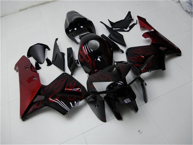Discount 2005-2006 Glossy Black Red Flame Honda CBR600RR Motorcycle Fairing Kits Canada