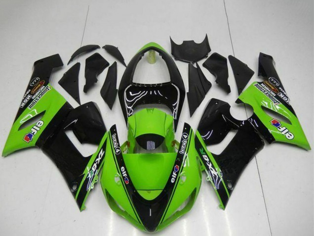 Discount 2005-2006 Green Glossy Black Elf Kawasaki ZX6R Motorcycle Fairings Canada