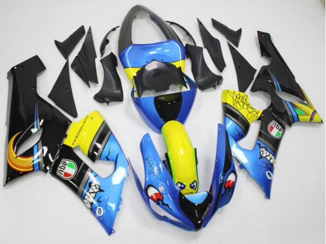 Discount 2005-2006 Blue Yellow Black Shark Kawasaki ZX6R Motorcycle Fairings Canada