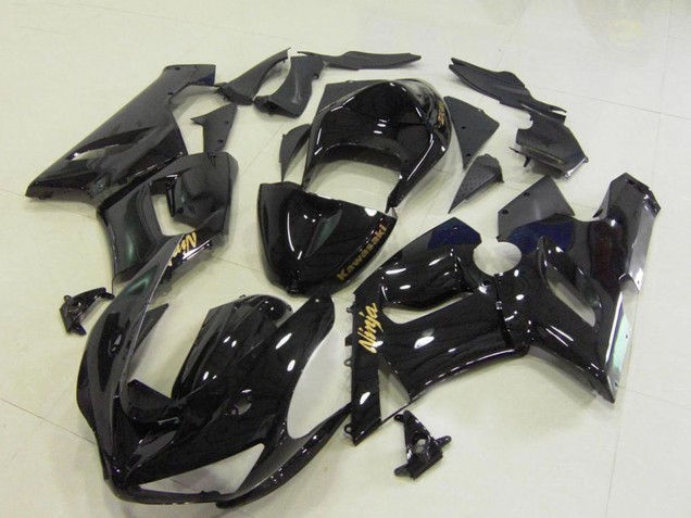 Discount 2005-2006 Glossy Black Gold Decals Kawasaki ZX6R Motorcycle Fairings Canada