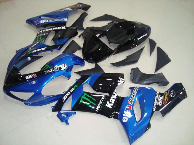 Discount 2005-2006 Blue Glossy Black Green Monster Kawasaki ZX6R Motorcycle Fairings Canada