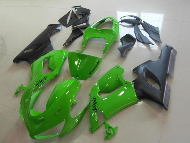 Discount 2005-2006 Green Matte Black Kawasaki ZX6R Motorcycle Fairings Canada