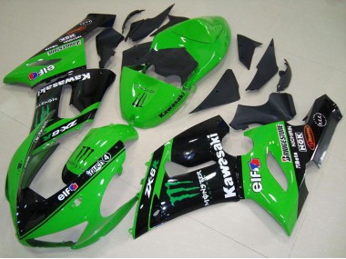 Discount 2005-2006 Green Glossy Black Elf Monster Kawasaki ZX6R Motorcycle Fairings Canada