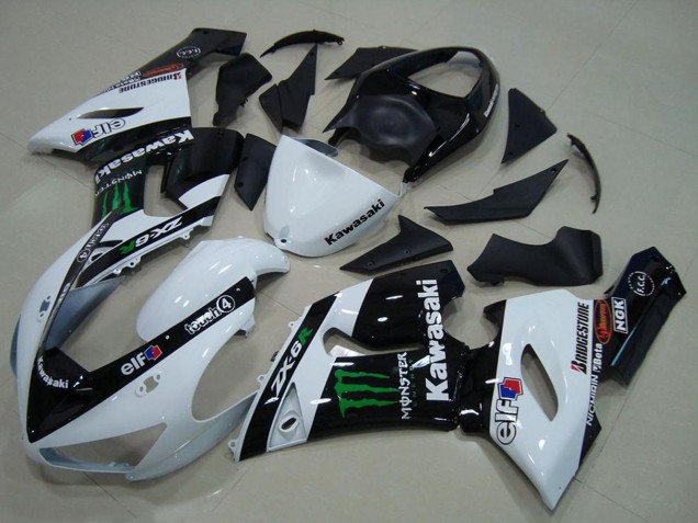 Discount 2005-2006 White Glossy Black Green Monster Kawasaki ZX6R Motorcycle Fairings Canada