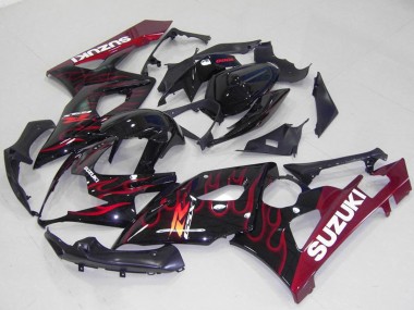 Discount 2005-2006 Glossy Black Red Flame Suzuki GSXR 1000 Motorcycle Fairings Canada