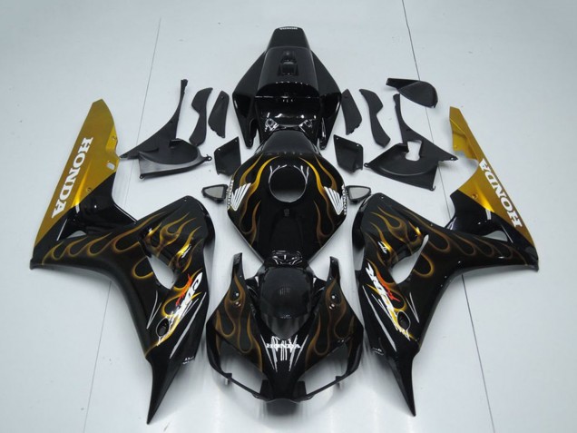 Discount 2006-2007 Glossy Black Gold Flame Honda CBR1000RR Motorcycle Fairing Canada