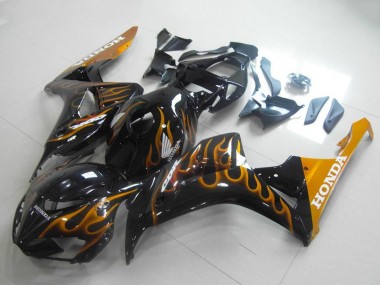 Discount 2006-2007 Glossy Black Gold Flame Honda CBR1000RR Motorcycle Fairings Canada