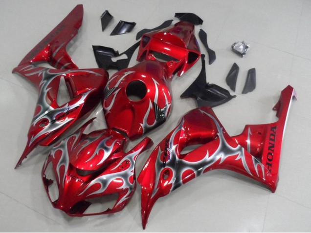 Discount 2006-2007 Red Black Silver Flame Honda CBR1000RR Motorcycle Fairings Canada