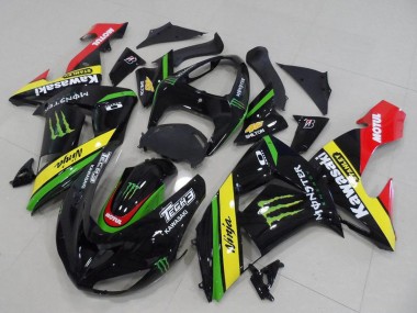 Discount 2006-2007 Glossy Black Red Yellow Green Monster Kawasaki ZX10R Motorcycle Fairings Canada