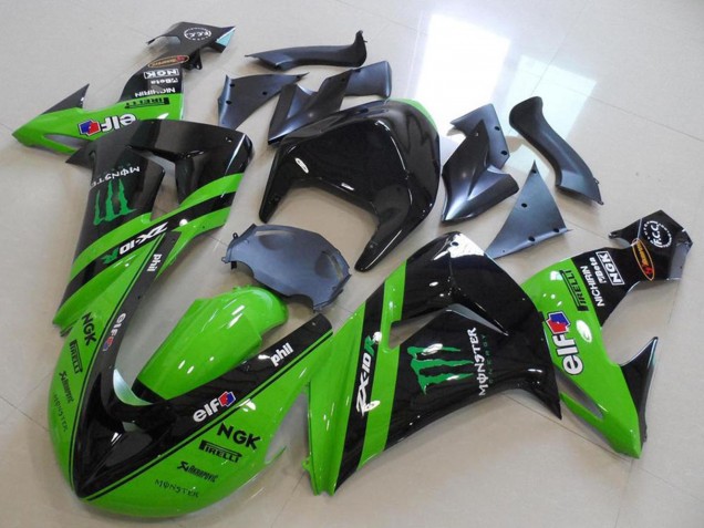 Discount 2006-2007 Green Glossy Black Monster Racing Kawasaki ZX10R Motorcycle Fairings Canada