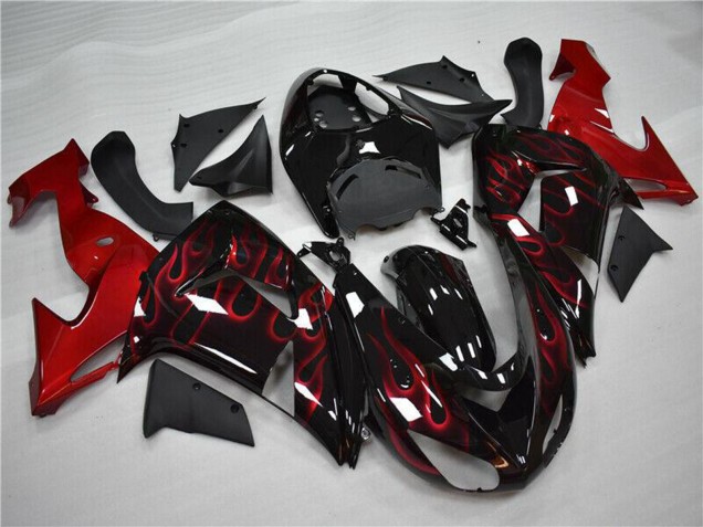 Discount 2006-2007 Glossy Black Red Flame Kawasaki ZX10R Motorcycle Fairing Canada