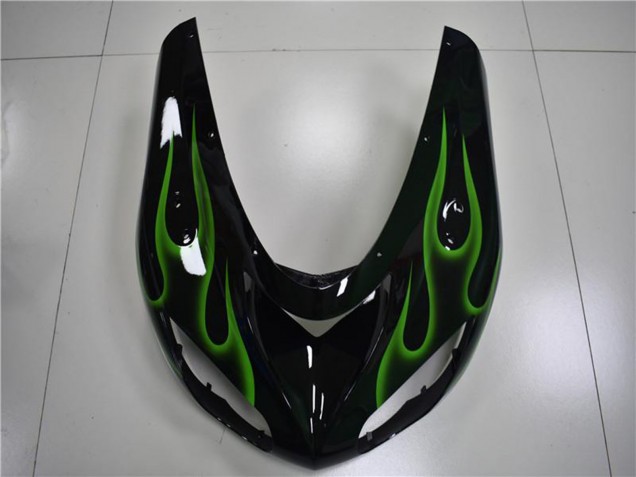 Discount 2006-2007 Glossy Black Green Flame Kawasaki ZX10R Motorcycle Fairings Canada