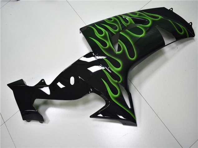 Discount 2006-2007 Glossy Black Green Flame Kawasaki ZX10R Motorcycle Fairings Canada