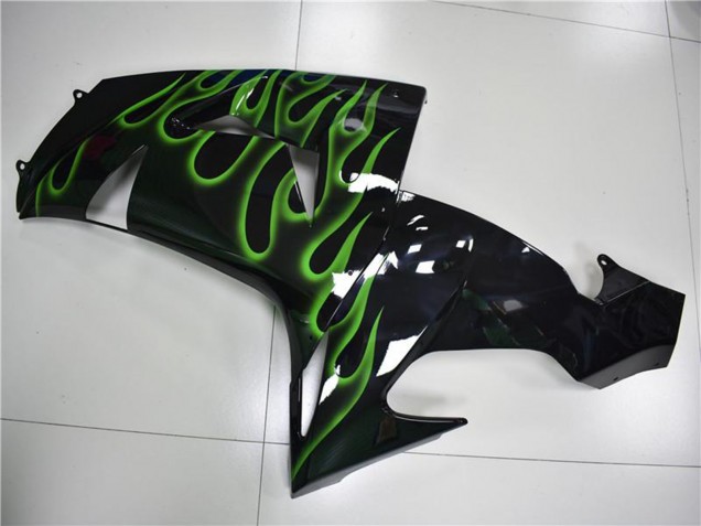 Discount 2006-2007 Glossy Black Green Flame Kawasaki ZX10R Motorcycle Fairings Canada