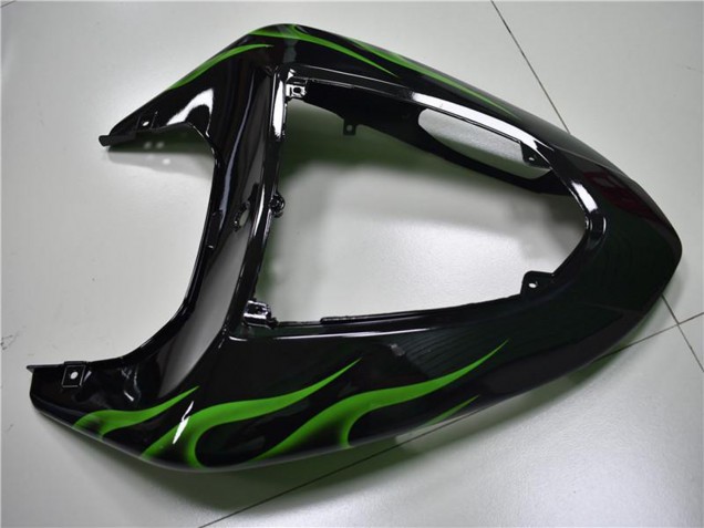 Discount 2006-2007 Glossy Black Green Flame Kawasaki ZX10R Motorcycle Fairings Canada